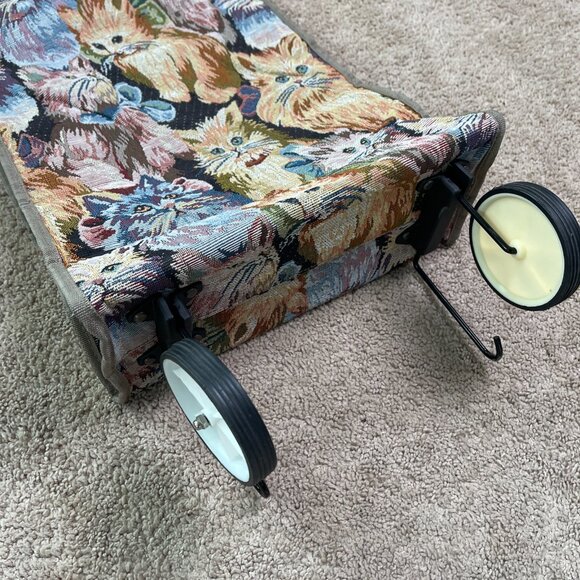 Tapestry Bag OS Brown Cats Shopping Travel Tote Wheels Foldable Farmers Market - Picture 9 of 13